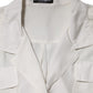 Off White Silk Button Down Polo Shirt Top