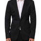 Black Cotton 2 Buttons Suit Jacket Blazer