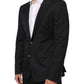 Black Cotton 2 Buttons Suit Jacket Blazer