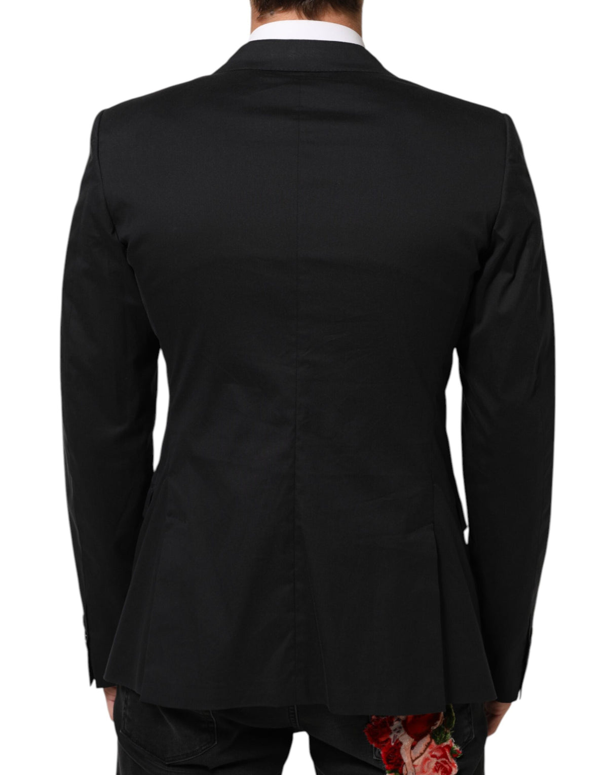 Black Cotton 2 Buttons Suit Jacket Blazer