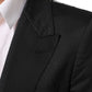 Black Cotton 2 Buttons Suit Jacket Blazer