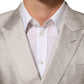 Beige MARTINI Double-Breasted Suit Blazer
