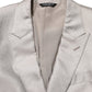 Beige MARTINI Double-Breasted Suit Blazer