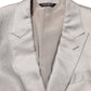Beige MARTINI Double-Breasted Suit Blazer