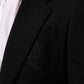 Black Viscose 2 Buttons Suit Jacket Blazer