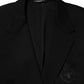Black Viscose 2 Buttons Suit Jacket Blazer
