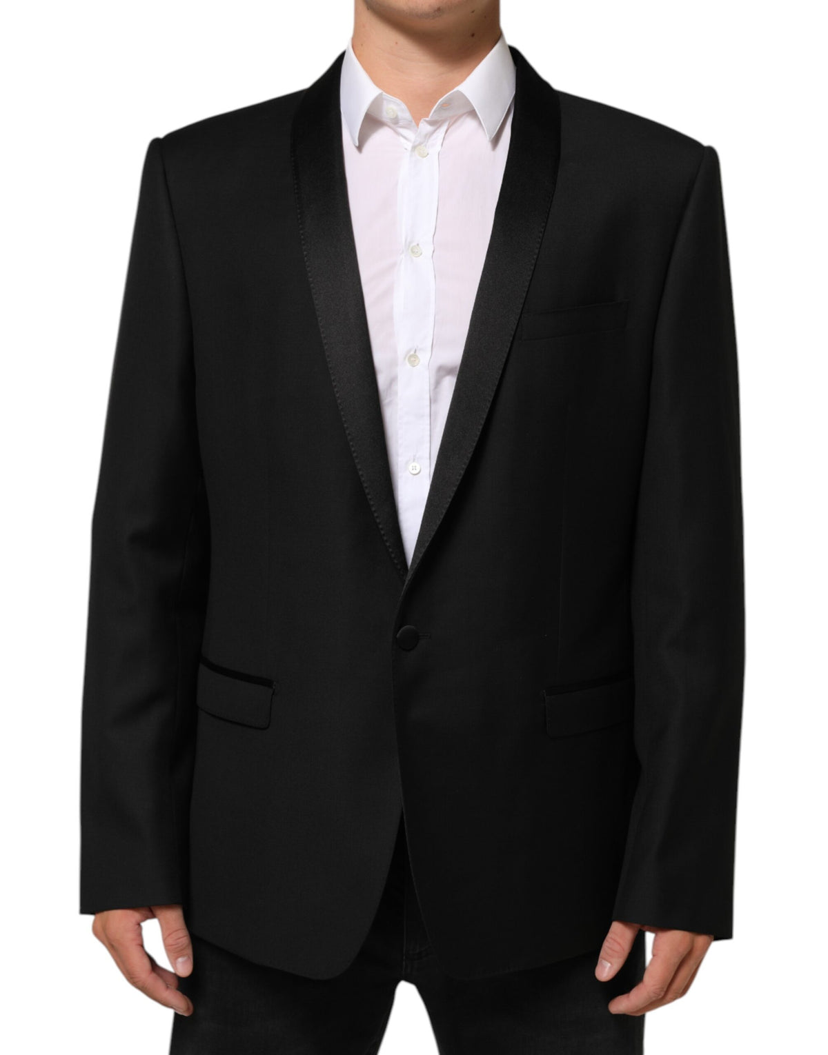 Black Wool GOLD 1 Button Men Suit Blazer
