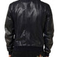 Blue Leather Full Zip Biker Blouson Jacket