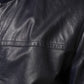 Blue Leather Full Zip Biker Blouson Jacket