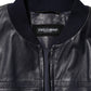 Blue Leather Full Zip Biker Blouson Jacket