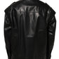 Black Leather Full Zip Biker Blouson Jacket