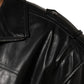 Black Leather Full Zip Biker Blouson Jacket