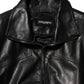 Black Leather Full Zip Biker Blouson Jacket