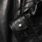 Black Leather Full Zip Biker Blouson Jacket