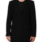 Black Wool Buttoned Men Trench Coat Jacket