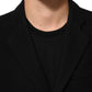 Black Wool Buttoned Men Trench Coat Jacket