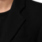 Black Wool Buttoned Men Trench Coat Jacket