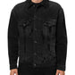 Black Cotton Stretch Denim Blouson Jacket