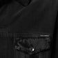 Black Cotton Stretch Denim Blouson Jacket