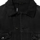 Black Cotton Stretch Denim Blouson Jacket