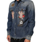 Blue Angel Patch Denim Buttoned Down Men Shirt