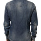 Blue Angel Patch Denim Buttoned Down Men Shirt