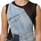 Blue Nylon Patchwork Denim Sheath Mini Dress