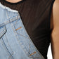 Blue Nylon Patchwork Denim Sheath Mini Dress