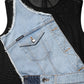 Blue Nylon Patchwork Denim Sheath Mini Dress