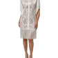 White Floral Lace Fringe Knee Length Dress
