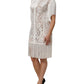 White Floral Lace Fringe Knee Length Dress