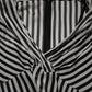 Black White Stripes Silk V-neck Midi Dress