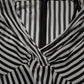 Black White Stripes Silk V-neck Midi Dress