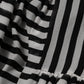 Black White Stripes Silk V-neck Midi Dress