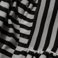 Black White Stripes Silk V-neck Midi Dress