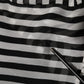 Black White Stripes Silk V-neck Midi Dress
