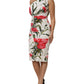 White Floral One Shoulder Sheath Dress