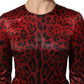 Red Leopard Sheath Long Sleeves Dress