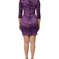 Violet Leopard Sheath Bodycon Mini Dress