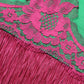 Green Floral Lace Fringes Lingerie Dress