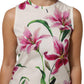 White Cotton Floral Sleeveless Mini Dress