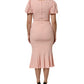 Pink Viscose Short Sleeves Sheath Midi Dress
