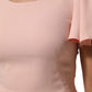 Pink Viscose Short Sleeves Sheath Midi Dress