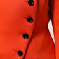 Red Buttoned Down Women Trench Coat Jacket