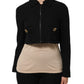 Black Cotton Full Zip Cropped Coat Jacket