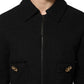 Black Cotton Full Zip Cropped Coat Jacket