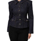 Dark Blue Cotton Collared Denim Coat Jacket