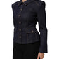 Dark Blue Cotton Collared Denim Coat Jacket