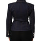 Dark Blue Cotton Collared Denim Coat Jacket