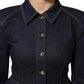 Dark Blue Cotton Collared Denim Coat Jacket